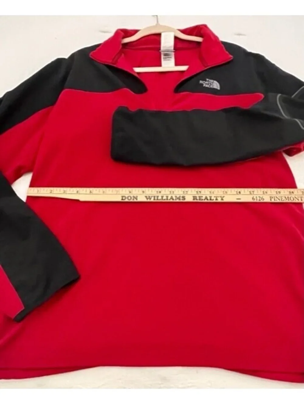 The North Face TKA Glacier Quarter-Zip Fleece Pullover Red Black Colorway Size L